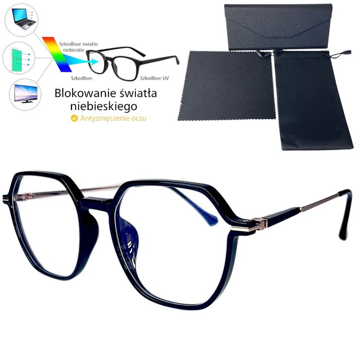 Okulary komputerowe, zerówki oprawki+zestaw etui,super jakość