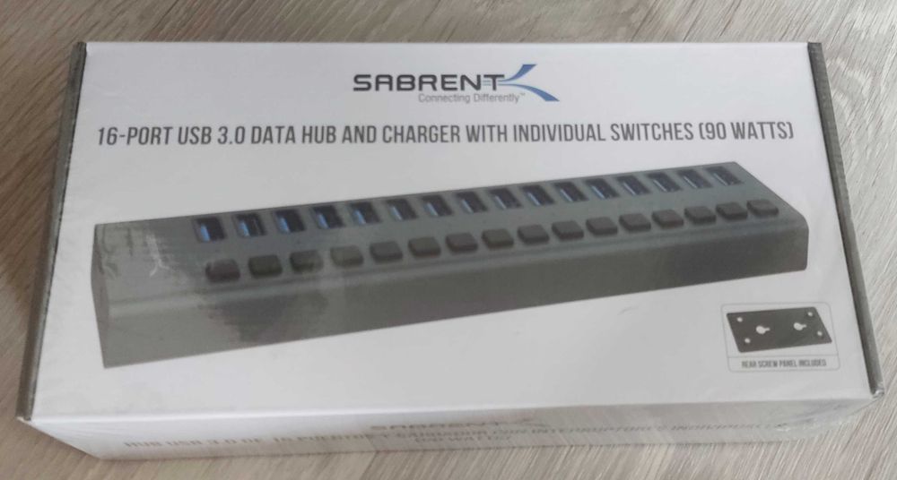 Sabrent 16port hub USB 3.0 90W - NOWY -