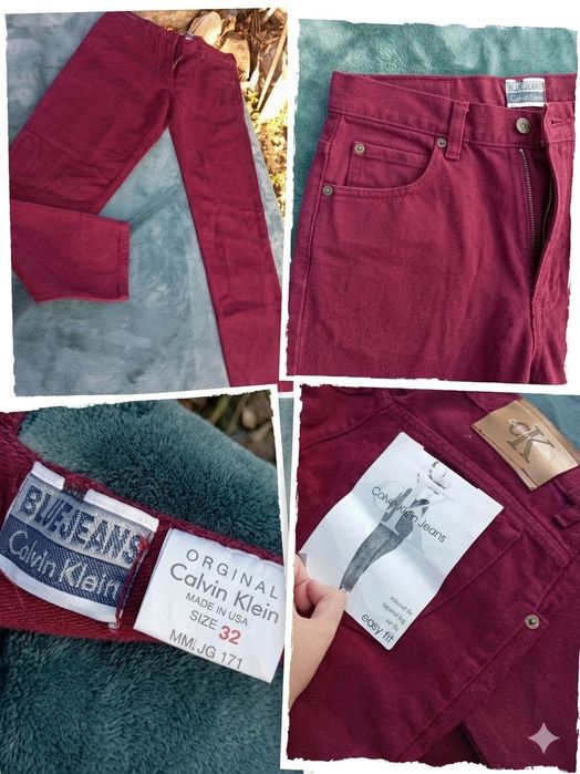 Бордовые винтажные джинсы Calvin Klein