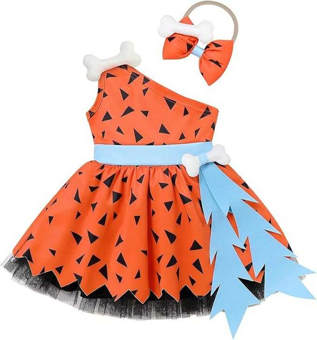 Strój jaskiniowca dla dziewczynki 70 cm kostium karnawałowy Flinston