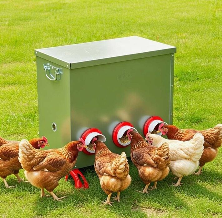 Karmnik dla kur zewnętrzny z wkładami przeciw marnowaniu paszy 50 kg