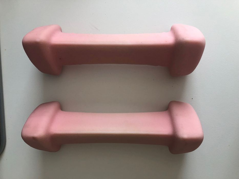 Hantle ciężarki 2 x 1kg fitness - Różowe pokryte warstwą winylu