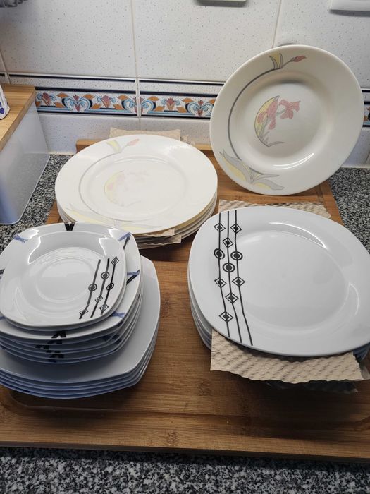 Conjunto de pratos variados - 28 peças (uso doméstico)