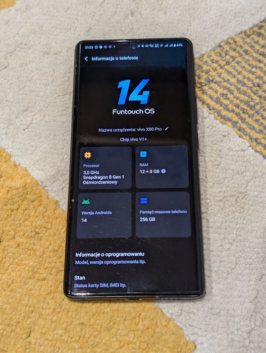 Vivo X80 pro 256gb 20gb RAM 5G czarny etui ZEISS