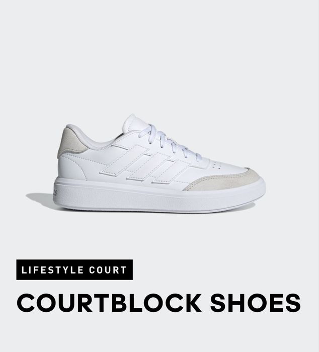 Білі шкіряні кросівки Адідас. Adidas. Courtblock