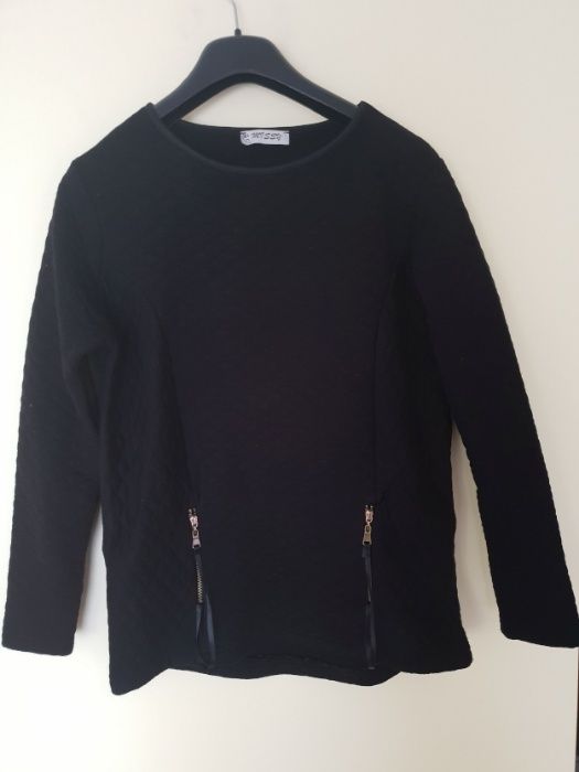 Bluza bluzka czarna pikowana zamki zip zipy S/M 36/38