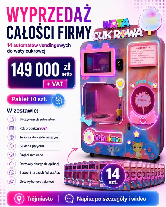 Wyprzedaż 14 watomatów vendingowych + terminale | gotowy biznes | 149 000 netto