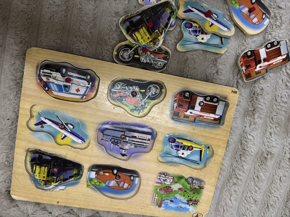 Пазли монтесорі звірята , машинки  зі звуками