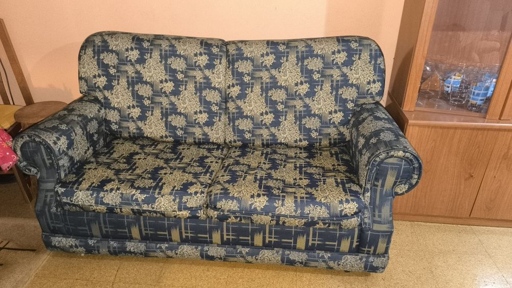 Sofá Cama 2 Lugares - Azul com flores