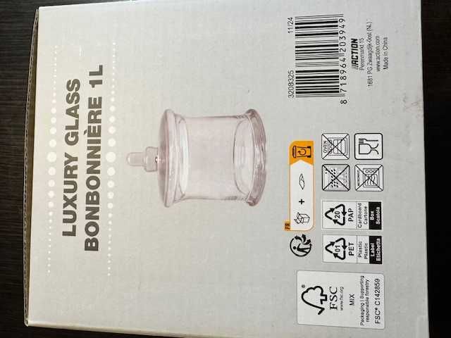 Luksusowa szklana bombonierka 1L Nowa stylowy hit do kuchni i salonu