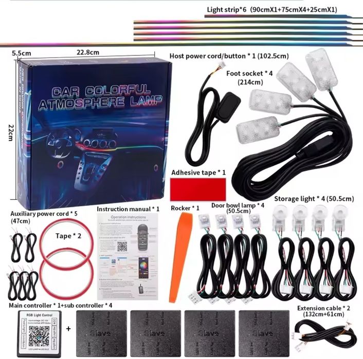 Kit Luzes LED Interiores acrilico para carro.
