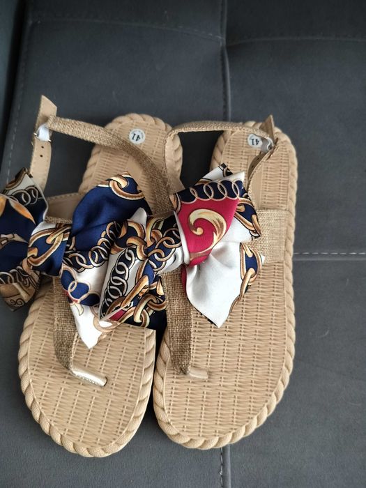 Japonki Buty damskie sandały 41 efektowne kokardki 25,5 cm oddychające