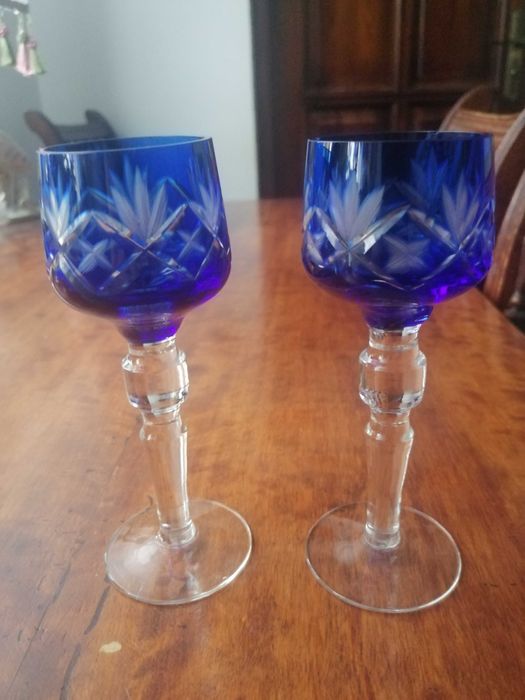 Kieliszki kryształowe REMERY kobaltowe 2 sztuki para