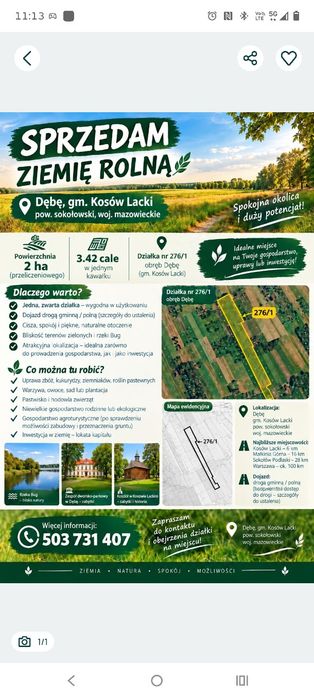 Sprzedam ziemię rolną