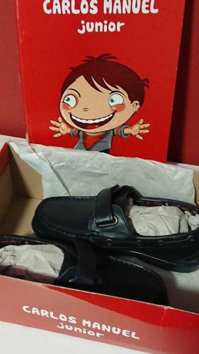 Sapatos "vela" (mocassins) em pele - azul (criança, n.º 32)