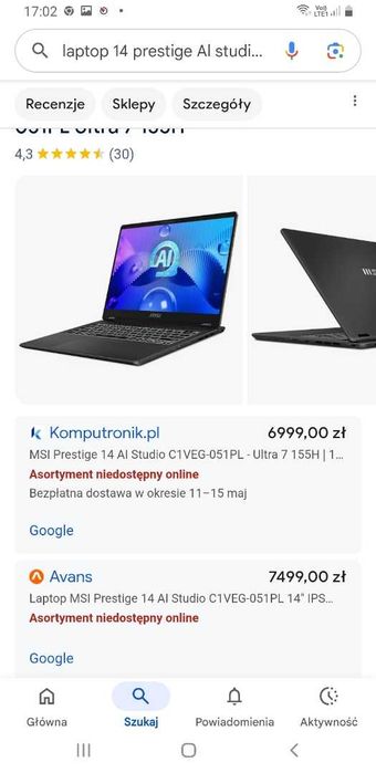 Laptop Gamingowy MSI Prestige 14