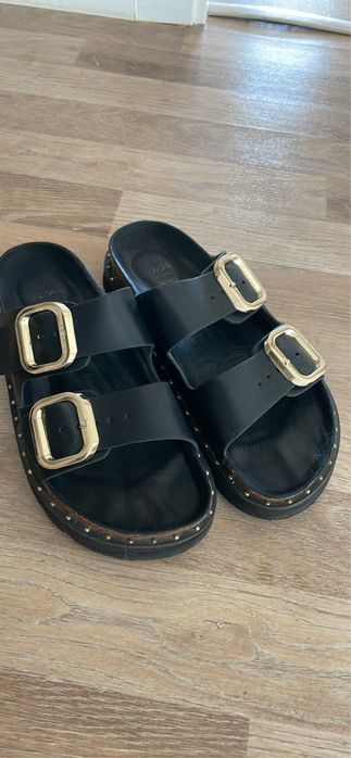 Sandalia preta da seaside em pele n.36