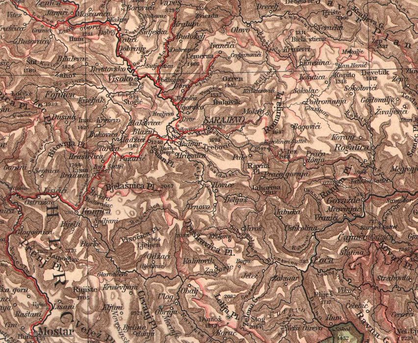 Dalmacja duża efektowna Cesarsko-królewska mapa 1911 r. autentyk