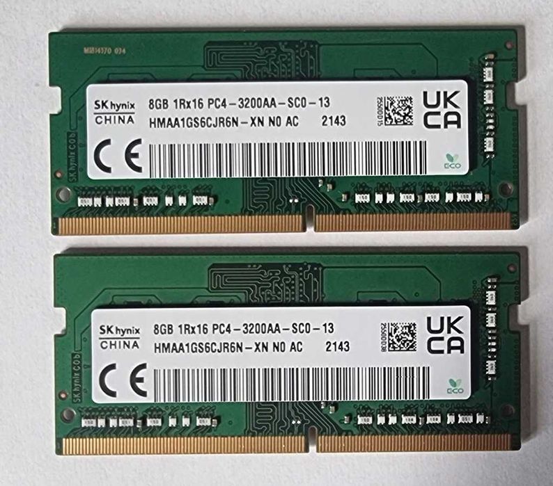 SK Hynix PAMIĘĆ RAM 2x8GB =16GB DDR4 Sodimm 3200mhz CL22 Laptop NOWE !
