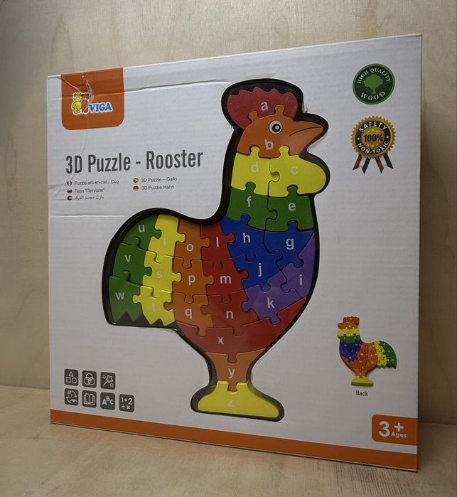 Деревʼяний пазл Viga Toys Півник з літер