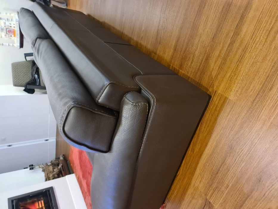 Sofá 3 lugares Roche Bobois em Pele Castanha Escura