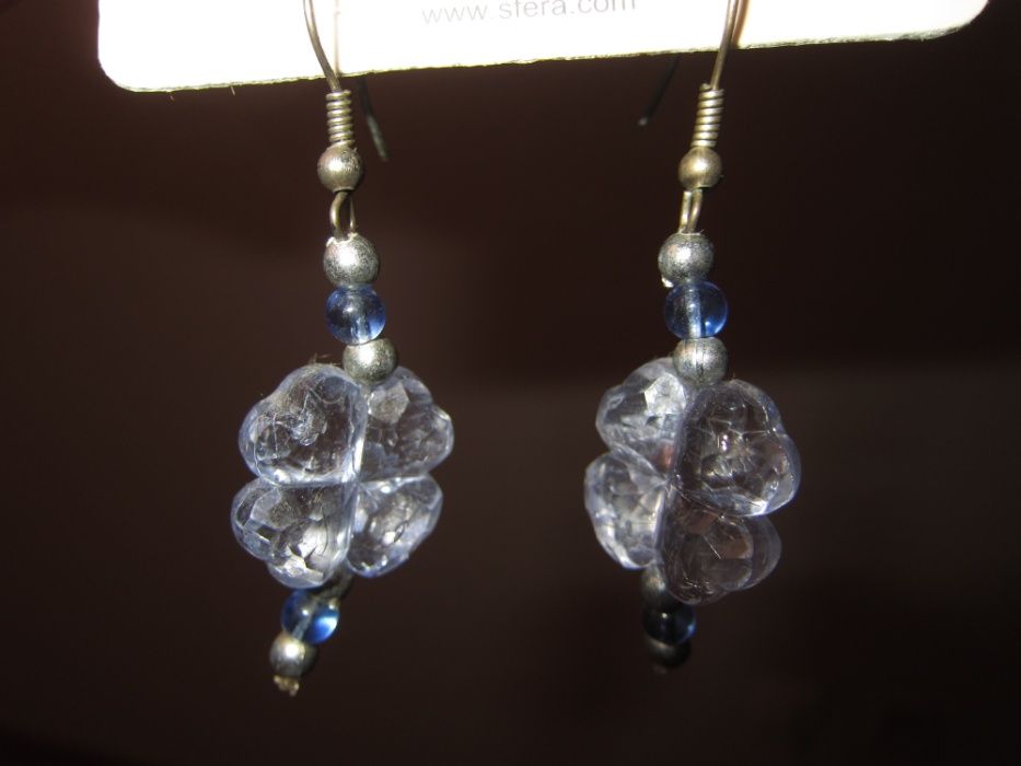 Brincos Prateados, Azuis e Transparentes