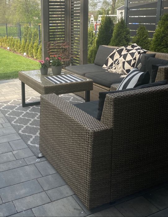 Ikea solleron zestaw ogrodowy wypoczynek - stolik i  naroznik technorattan