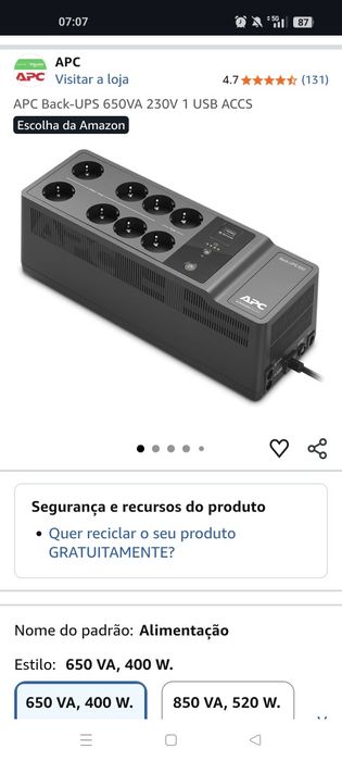 APC back-ups 650V 400W