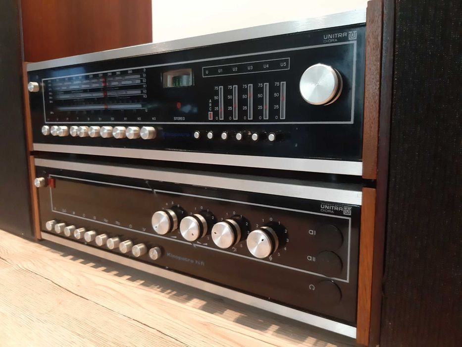 Wieża UNITRA DIORA KLEOPATRA po przeglądzie serwis Tuner TST-102 Radio FM przestrojone Wzmacniacz WST-102 PRL Antyk Kolumny Głośniki Białystok