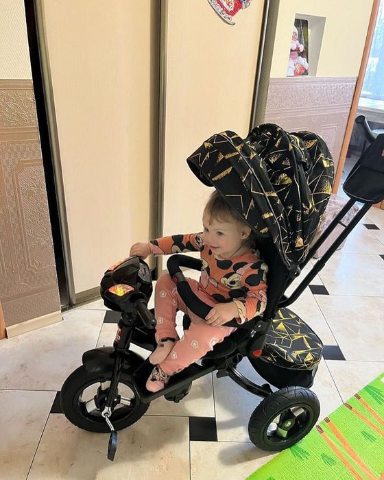 Триколісниий дитячий велосипед коляска Фара USB детский