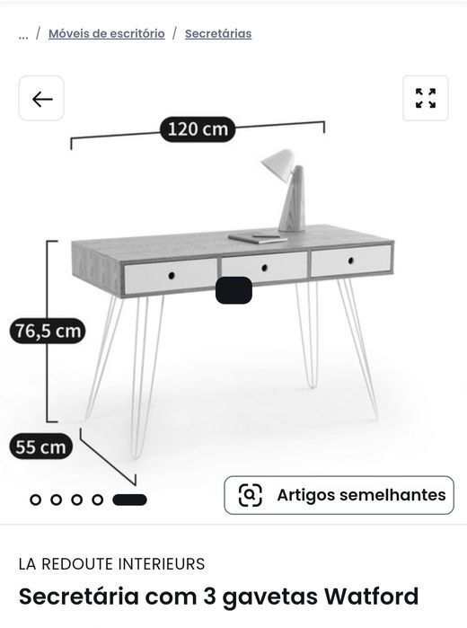 Secretária com 3 gavetas Watford preto/madeira LA REDOUTE INTERIEURS