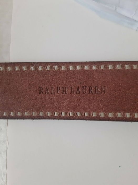 Pasek skórzany Ralph Lauren z haftem i klamrą