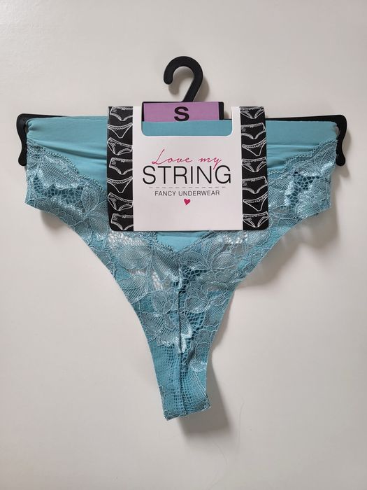 Nowe stringi majtki damskie S błękitne