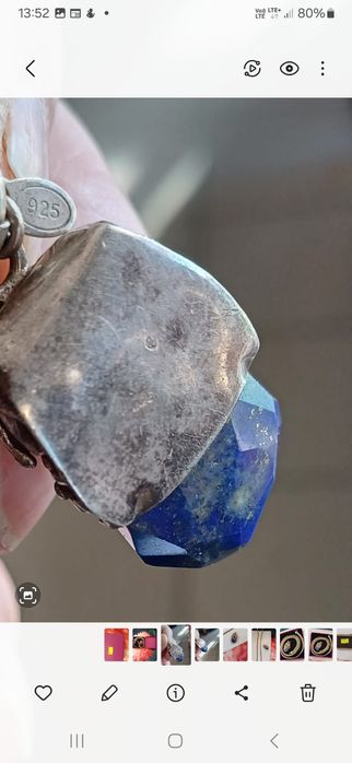 Srebrny naszyjnik 925 Smok Lapis Lazuli | Gruby splot | Vintage