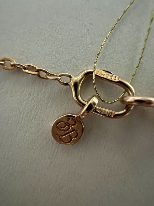 Золотая цепочка с кулоном в бриллиантах красное золото 585 проба