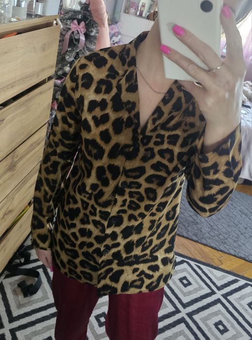 Стильна леопардова блузка Zara тигрова рубашка сорочка леопард тигрова