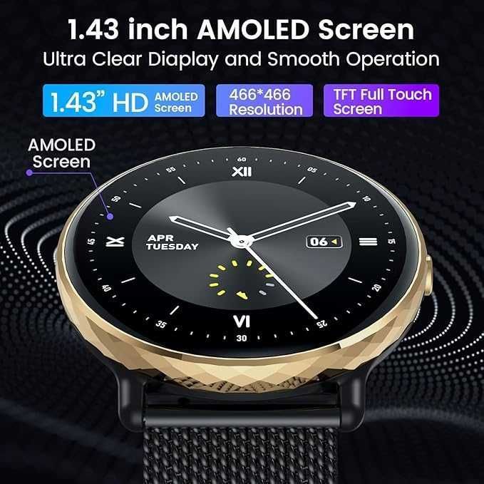 Smartwatch Fitness CatShin Android iOS AMOLED 1,43 HD DAMSKI Sportowy