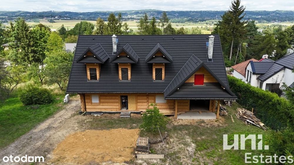 unikatowy dom z grubej bali | widokowy pod lasem!