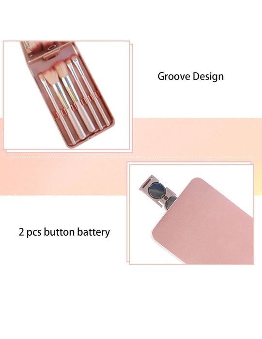 Zestaw  5 Pędzli do Makijażu z Lusterkiem LED ETUI