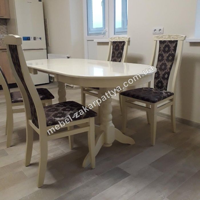 Обідній стіл стільці. Стіл розкладний овальний. Комплект стол стул