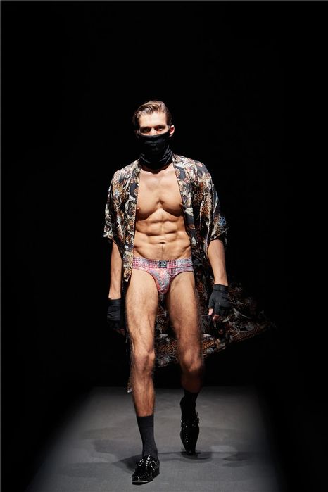 Męskie stringi JOCKMAIL, wzór skóry węża, elastyczne, modelujące - M