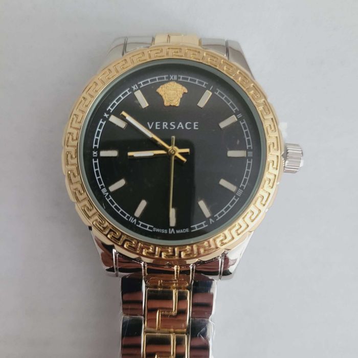 Srebrno złoty zegarek versace damski