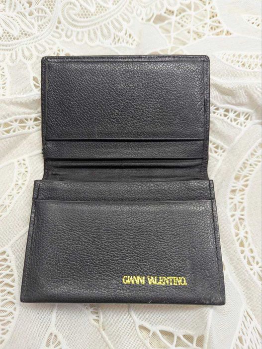 Кожаная японская визитница Gianni Valentino , чёрная