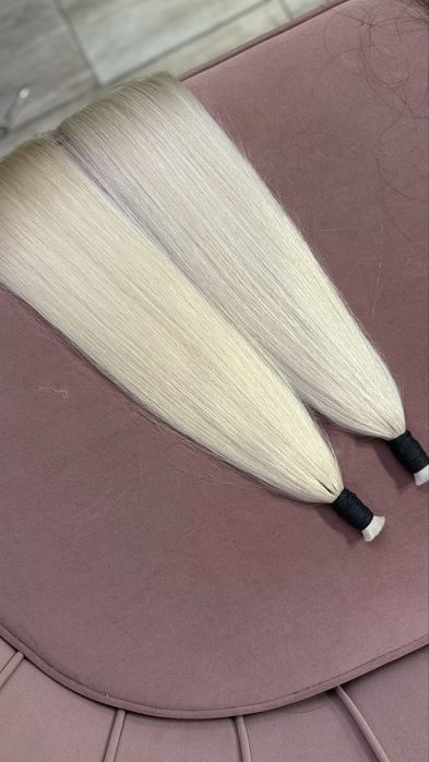 Натуральные  волосы блонд славянка ОМБРЕ, платиновый блонд, пепельный