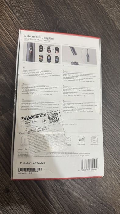 Електрична зубна щітка Oclean x pro digital dark blue