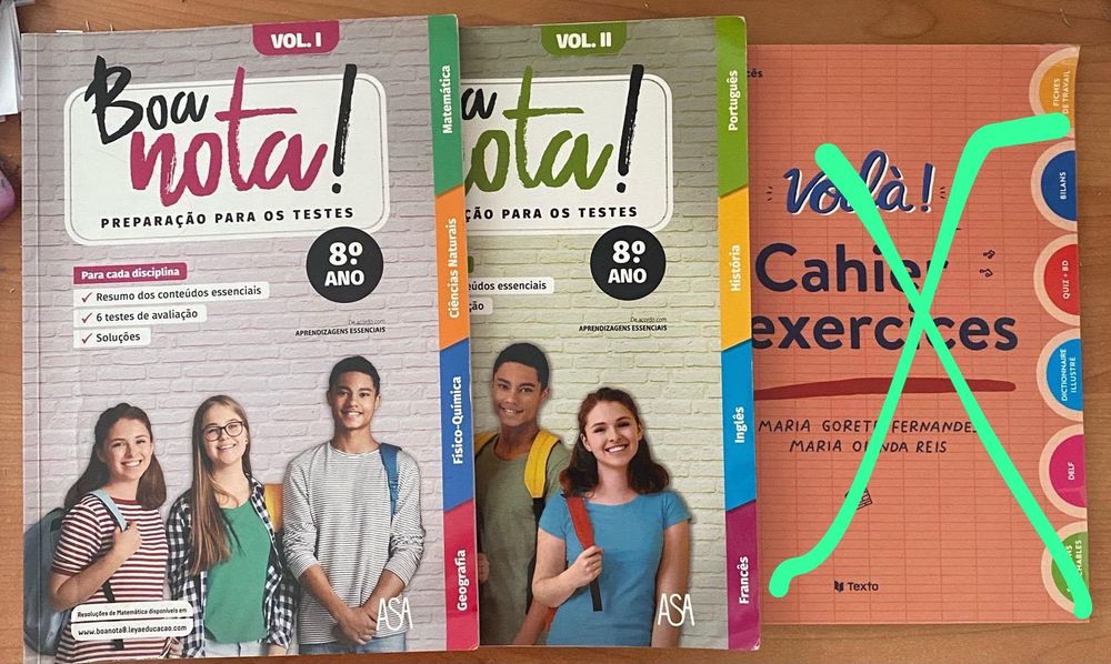 Livros de atividades e preparação testes 8 ano