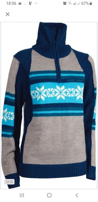 Kari traa sliczny sweter welna sniezynki norweski wzor M