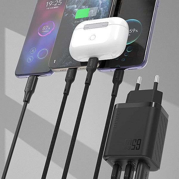 Ładowarka sieciowa Dudao A29/65W GaN 2 x USB-C + 1 x USB-A - czarna