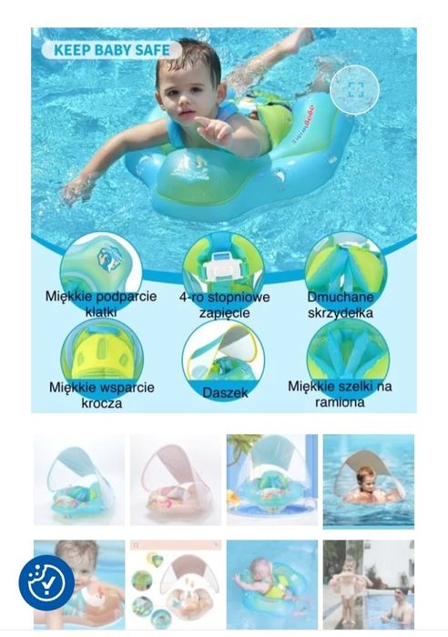 Koło na wode, ponton dla dzieci z daszkiem