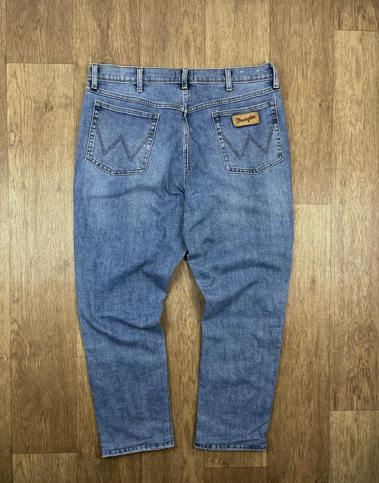Джинси wrangler texas slim w38/l32 блакитні чоловічі сині слім фіт широкі мом tapered momo карго levi’s